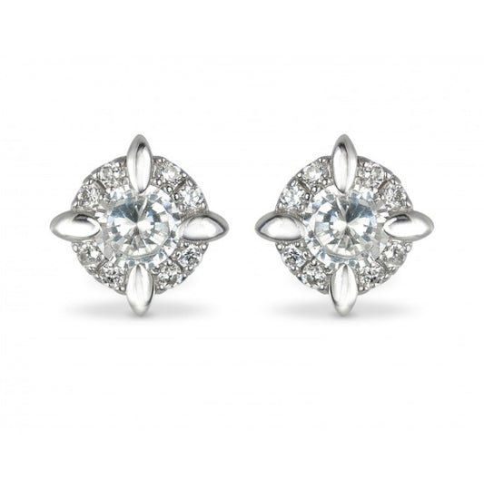 White Cubic Zirconia Sterling Silver Studs