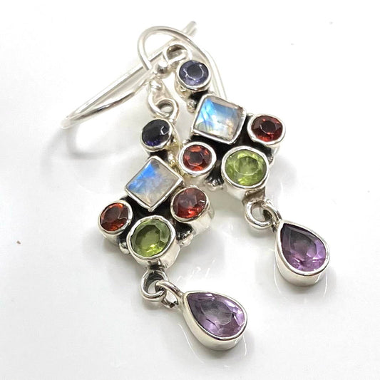 Multistone and Sterling Silver Earrings
