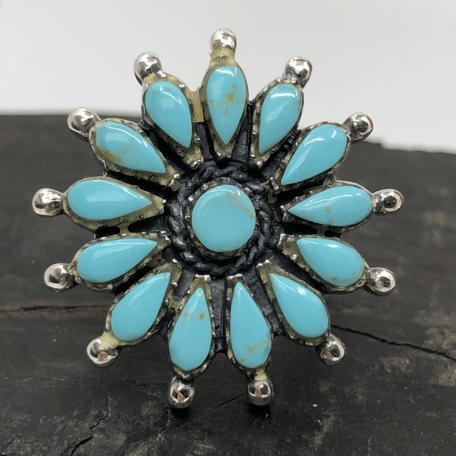 Turquoise Sun Sterling Silver Ring