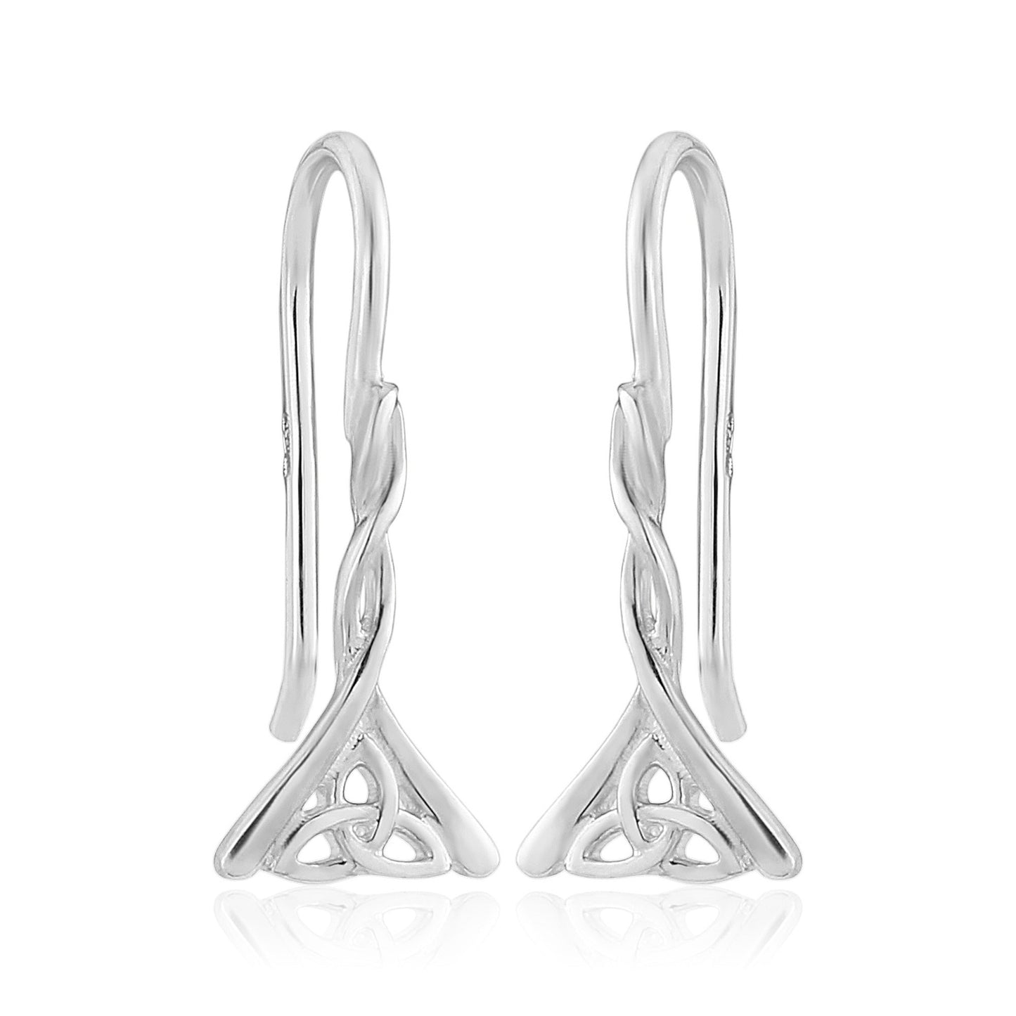 Celtic Trinity Knot Sterling Silver Rigid Hook Earrings