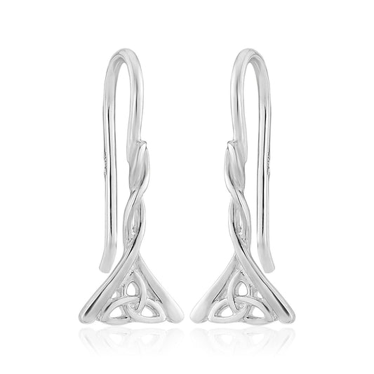 Celtic Trinity Knot Sterling Silver Rigid Hook Earrings