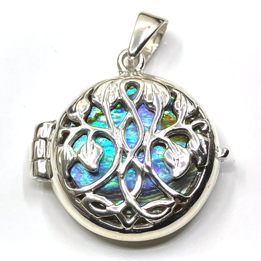 Abalone and Sterling Silver Locket on Silver Chain