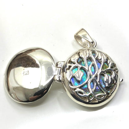 Abalone and Sterling Silver Locket on Silver Chain