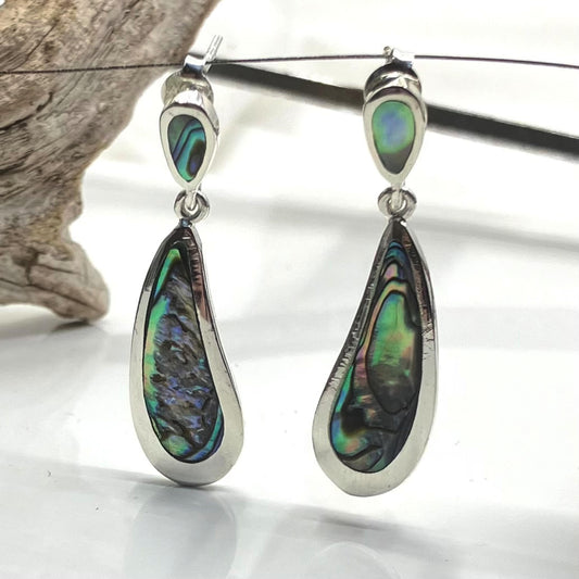 Abalone and Sterling Silver Earrings Curved