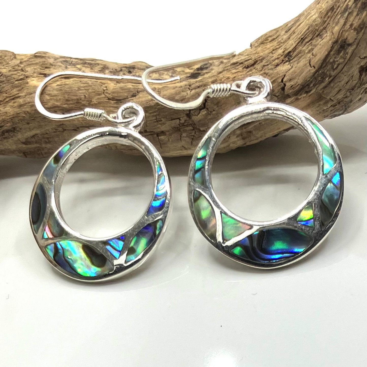 Abalone and Sterling Silver Earrings Donut