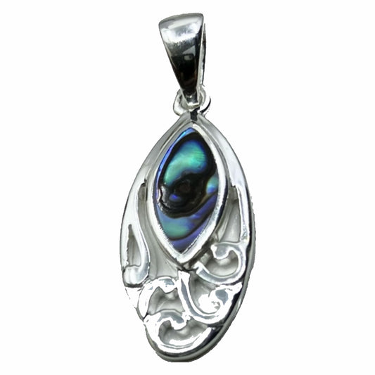 Abalone and Sterling Silver Pendant Eye Filigree