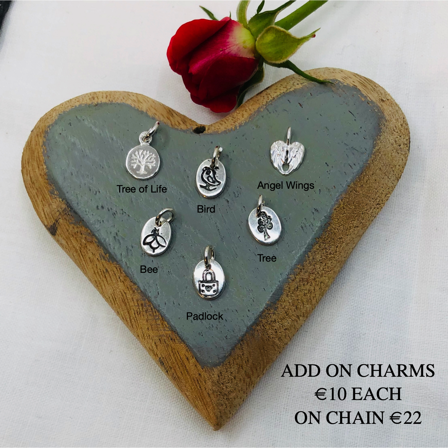 Sterling Silver Add On Charm Pendant with Chain Options