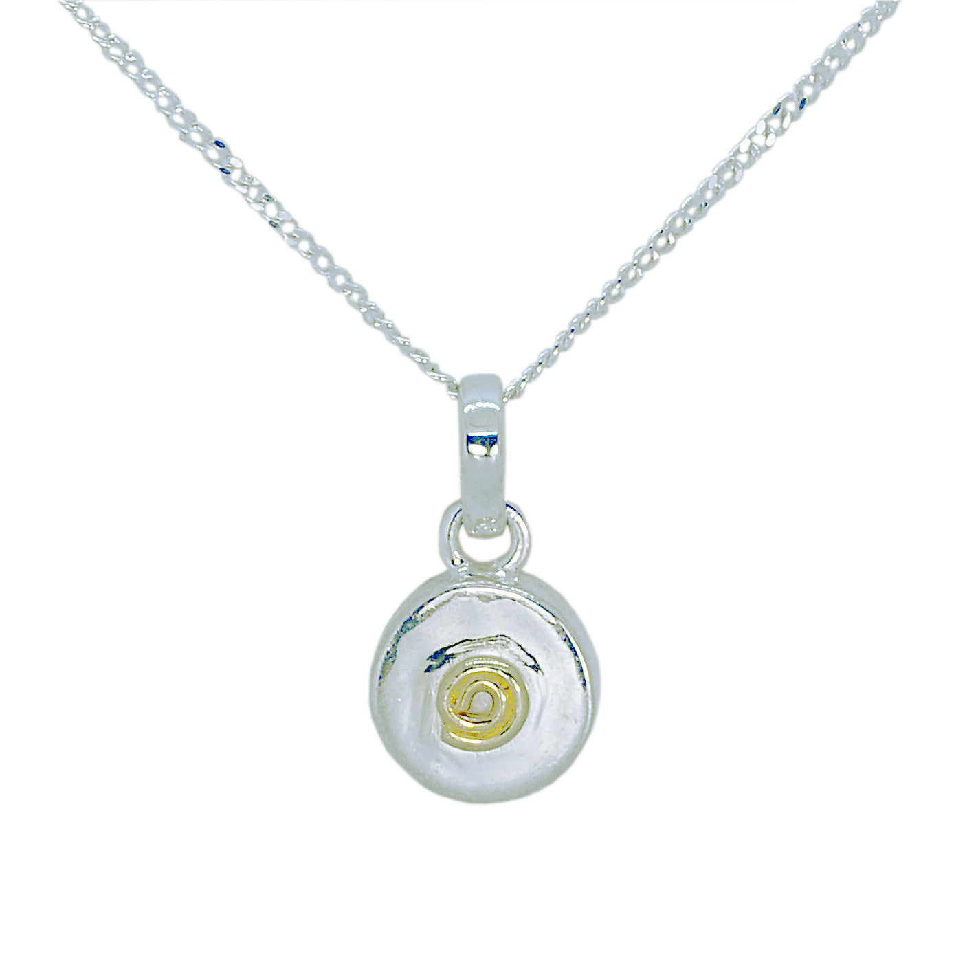 Sterling Silver and Gold Plated Spiral Pendant and Silver Chain