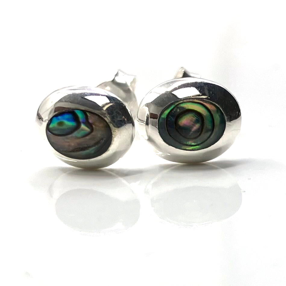 Abalone and Sterling Silver Studs round oval