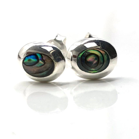 Abalone and Sterling Silver Studs round oval
