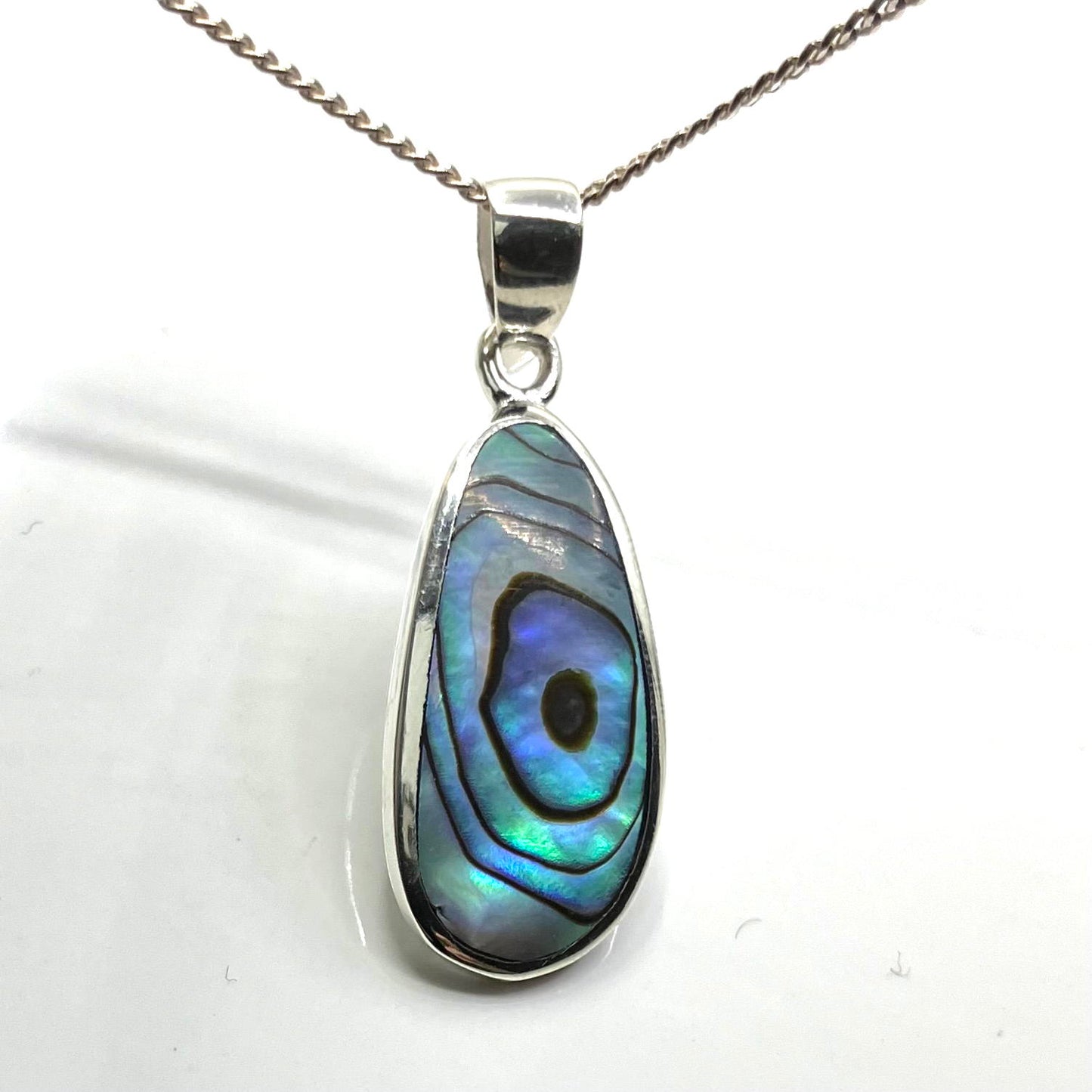 Abalone and Sterling Silver Pendant Curved on Silver Chain