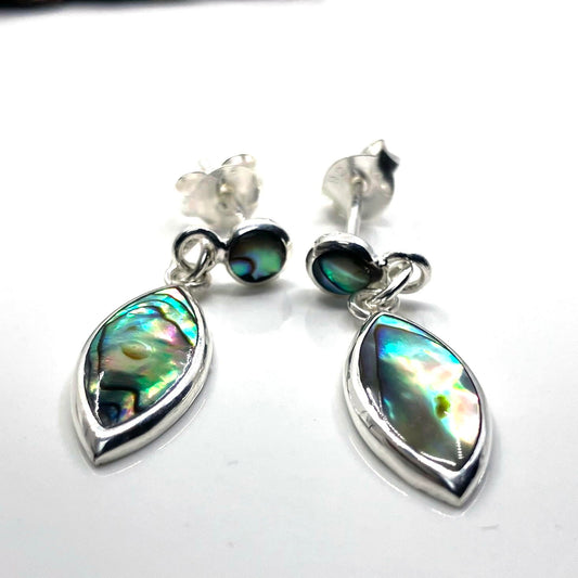 Abalone and Silver Sterling Earrings 2 stone