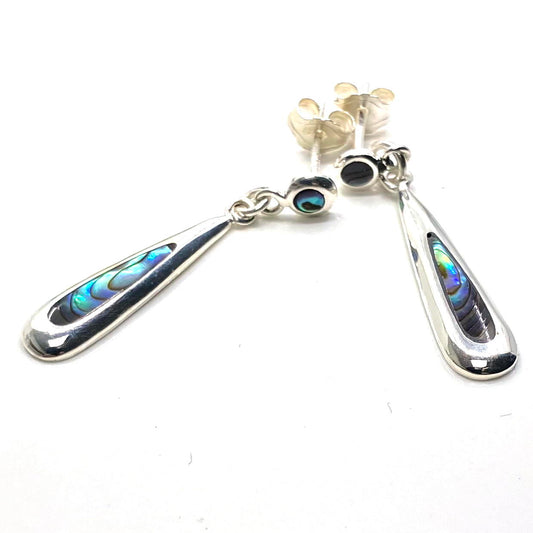 Abalone and Sterling Silver Earrings Long Post