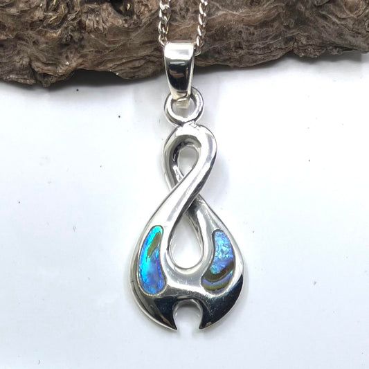 Abalone and Sterling Silver Pendant Infinity on Silver Chain