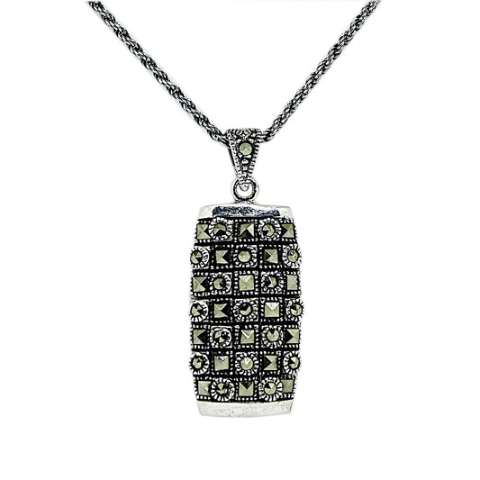 Marcasite Sterling Silver Pendant and Oxidised Chain