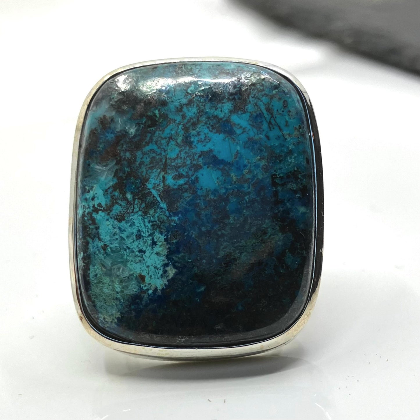 Azurite and Sterling Silver Ring Rectangular