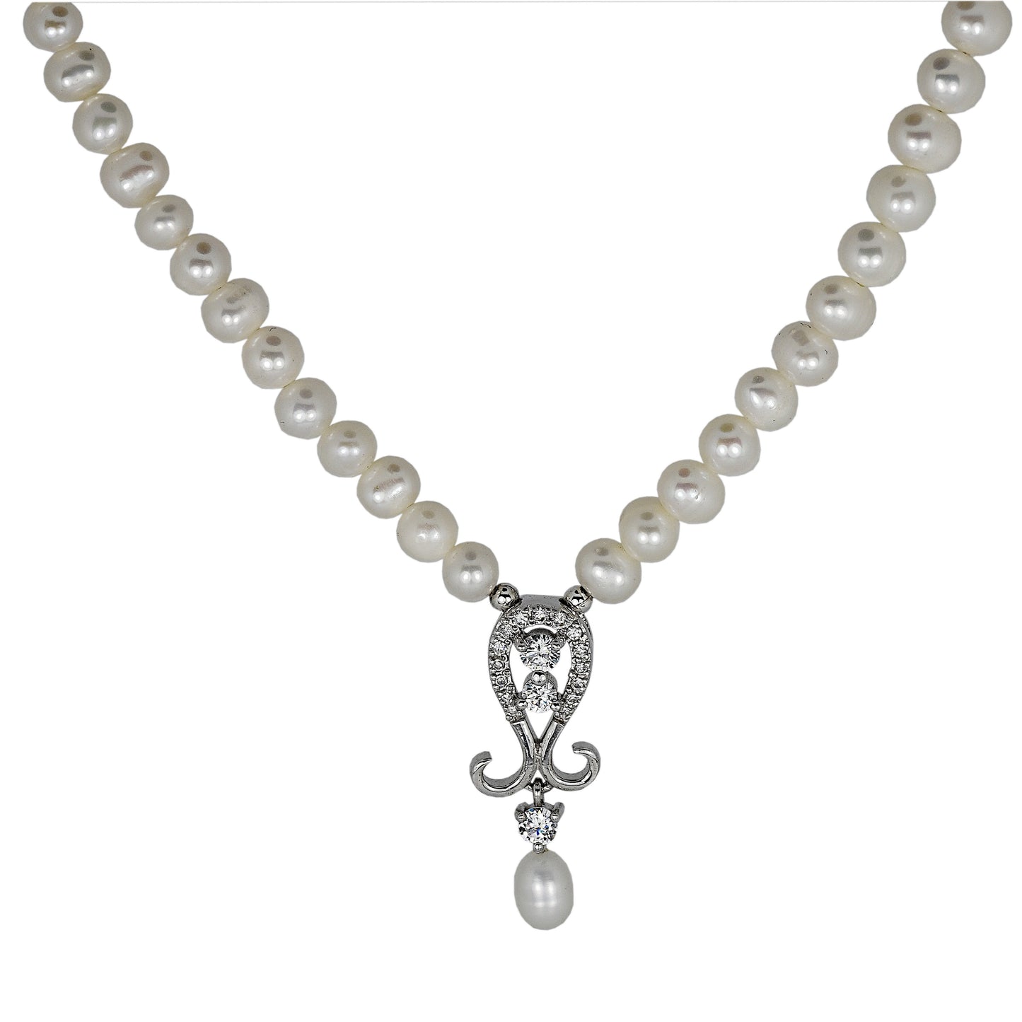 Handmade Freshwater Cultured Pearls with a CZ Pendant
