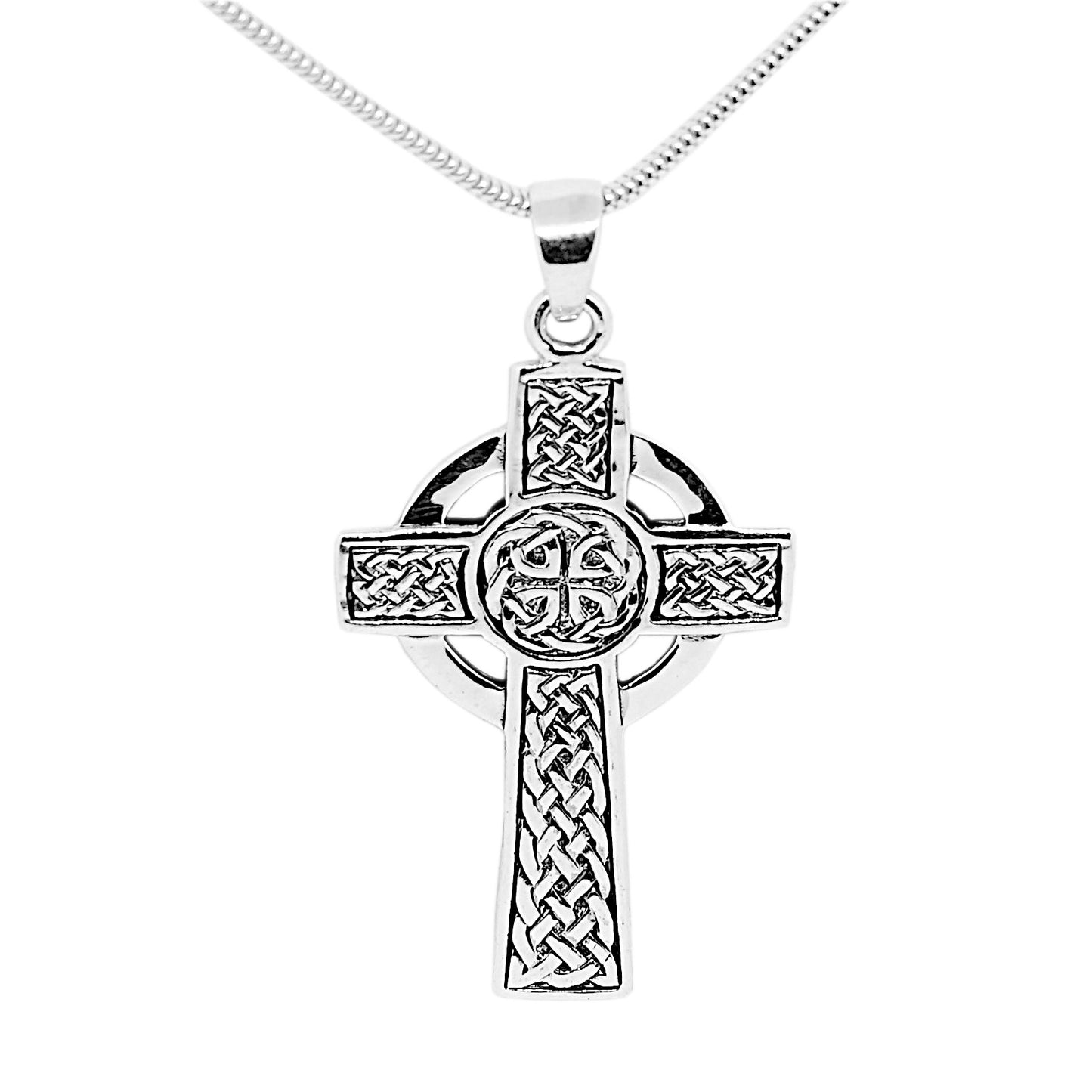 Celtic Cross Oxidised Sterling Silver Heavy Pendant and Chain