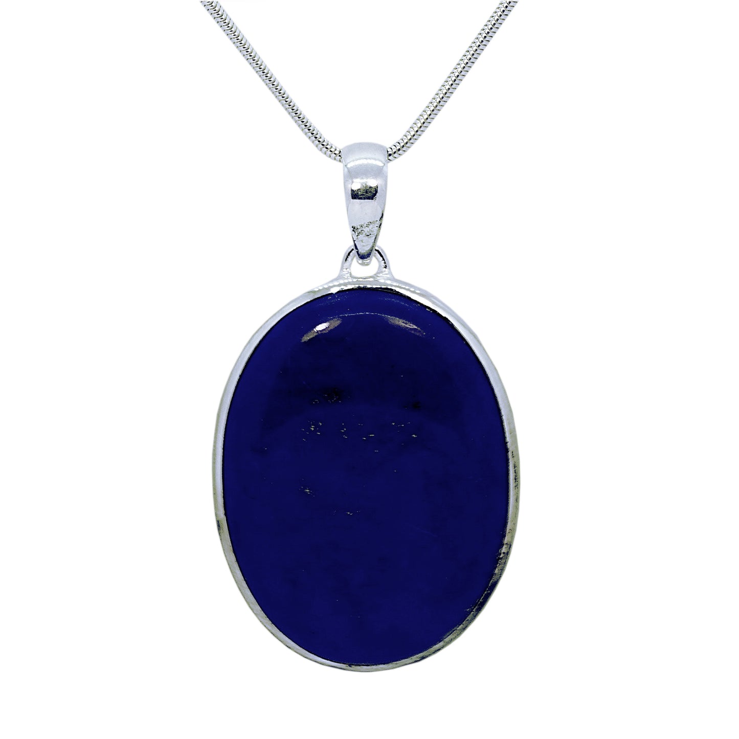 Lapis Sterling Silver Oval Pendant and Chain