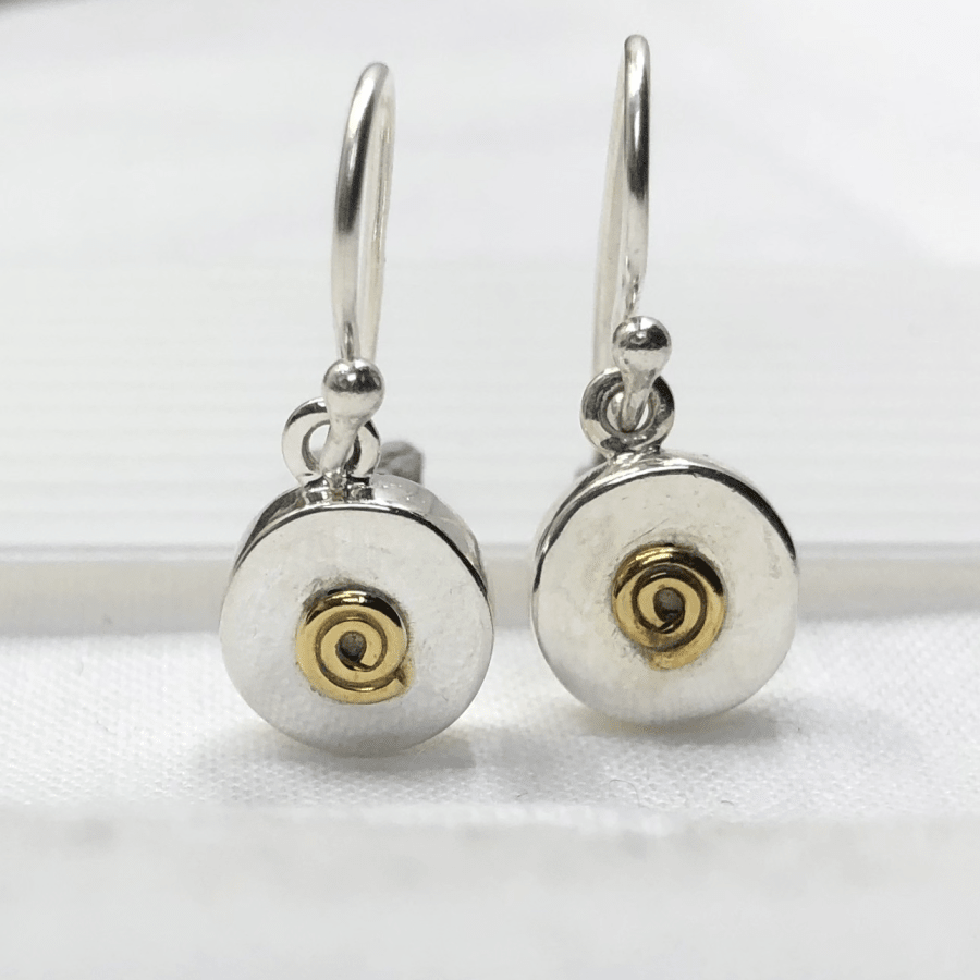 Sterling Silver and Gold Plated Spiral Earrings