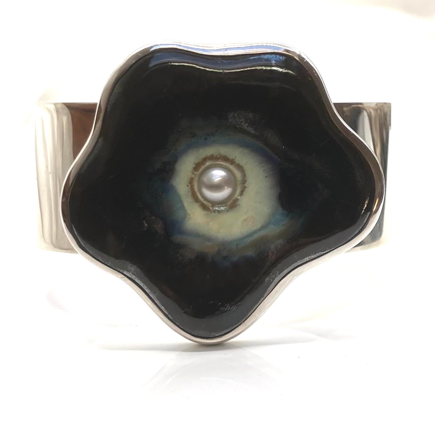Handmade Purple Ceramic and Sterling Silver Bracelet
