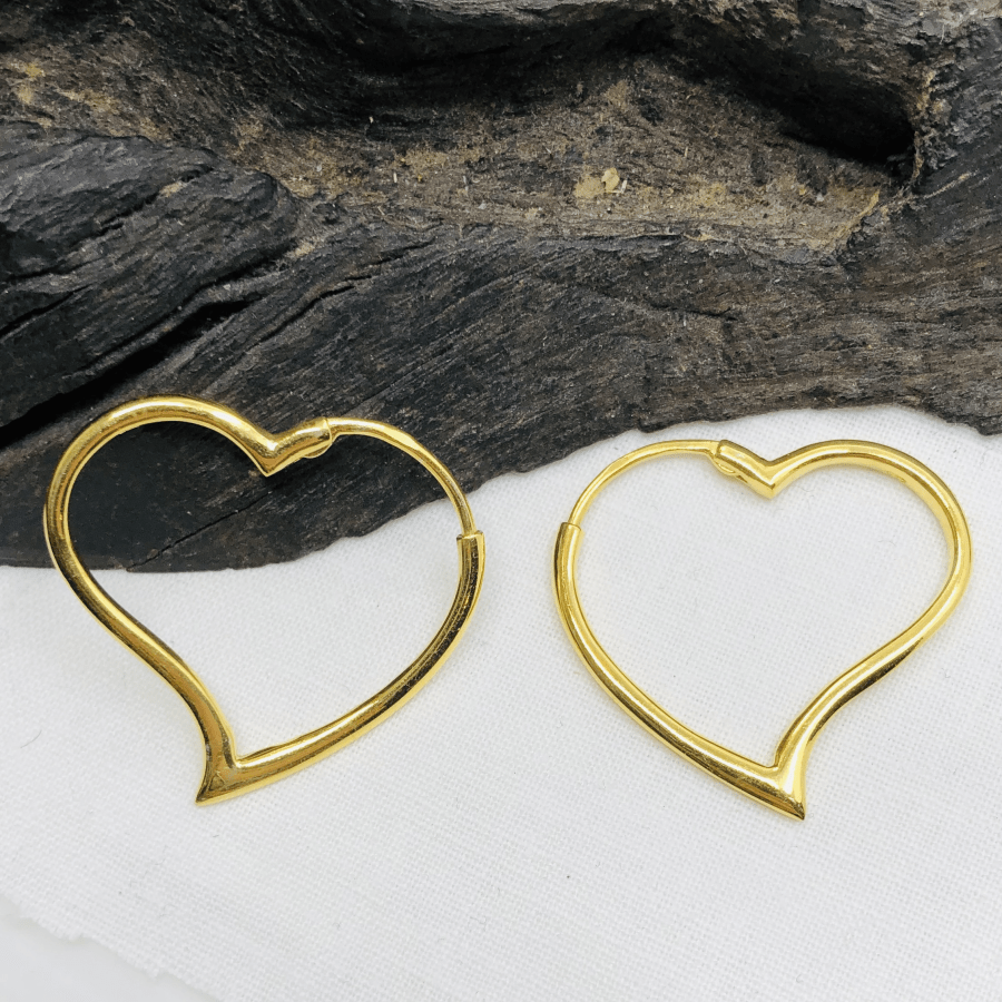 Gold Plated Sterling Silver Heart Hoops