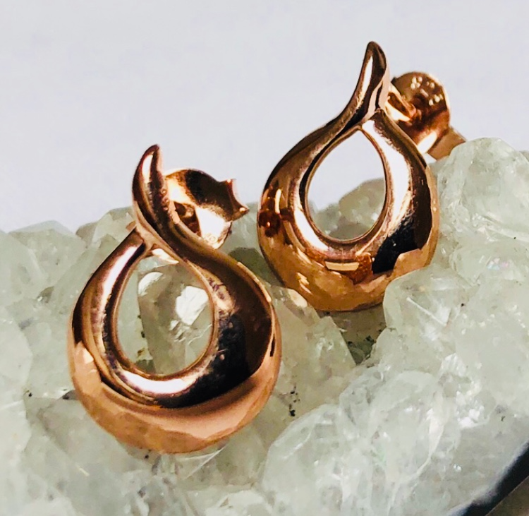Rose Gold Plated Sterling Silver Pair of Studs