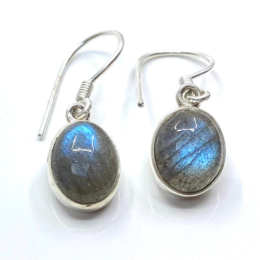 Labradorite and Sterling Silver Earrings Oval