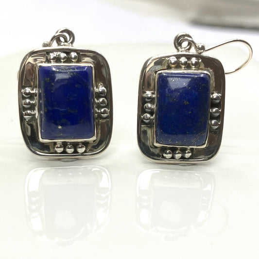 Lapis and Sterling Silver Earrings Rect