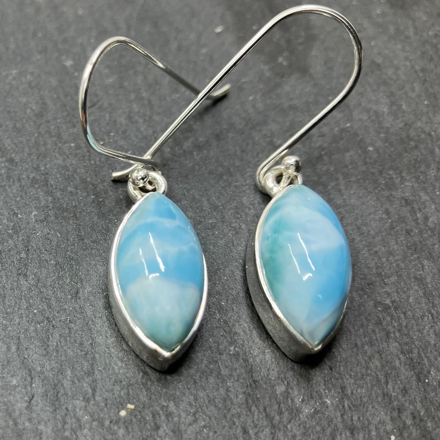 Larimar and Sterling Silver Earrings Marquise