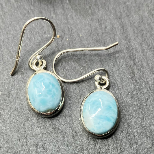 Larimar and Sterling Silver Earrings Oval Small
