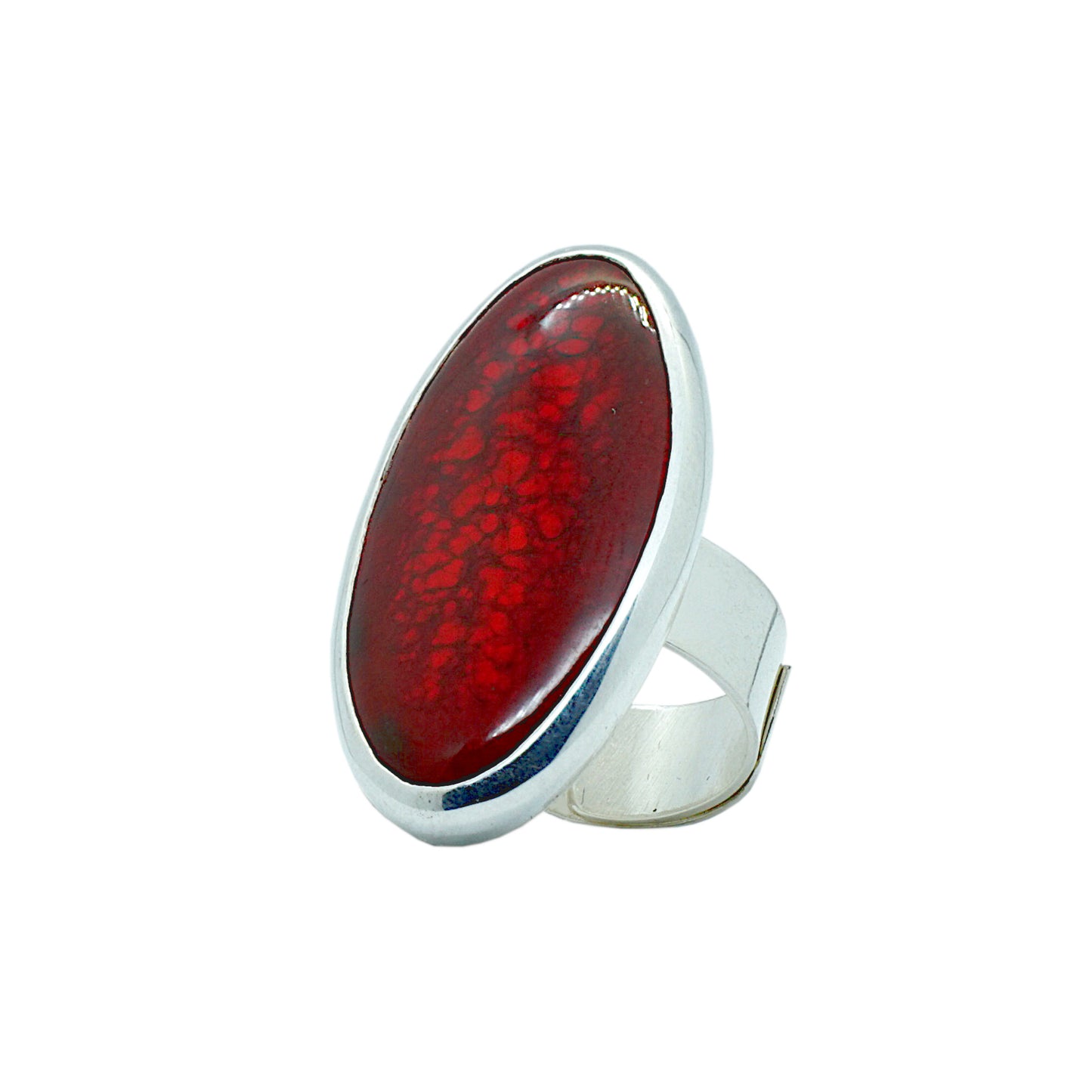 Red Ceramic Hand Crafted Sterling Silver Ring