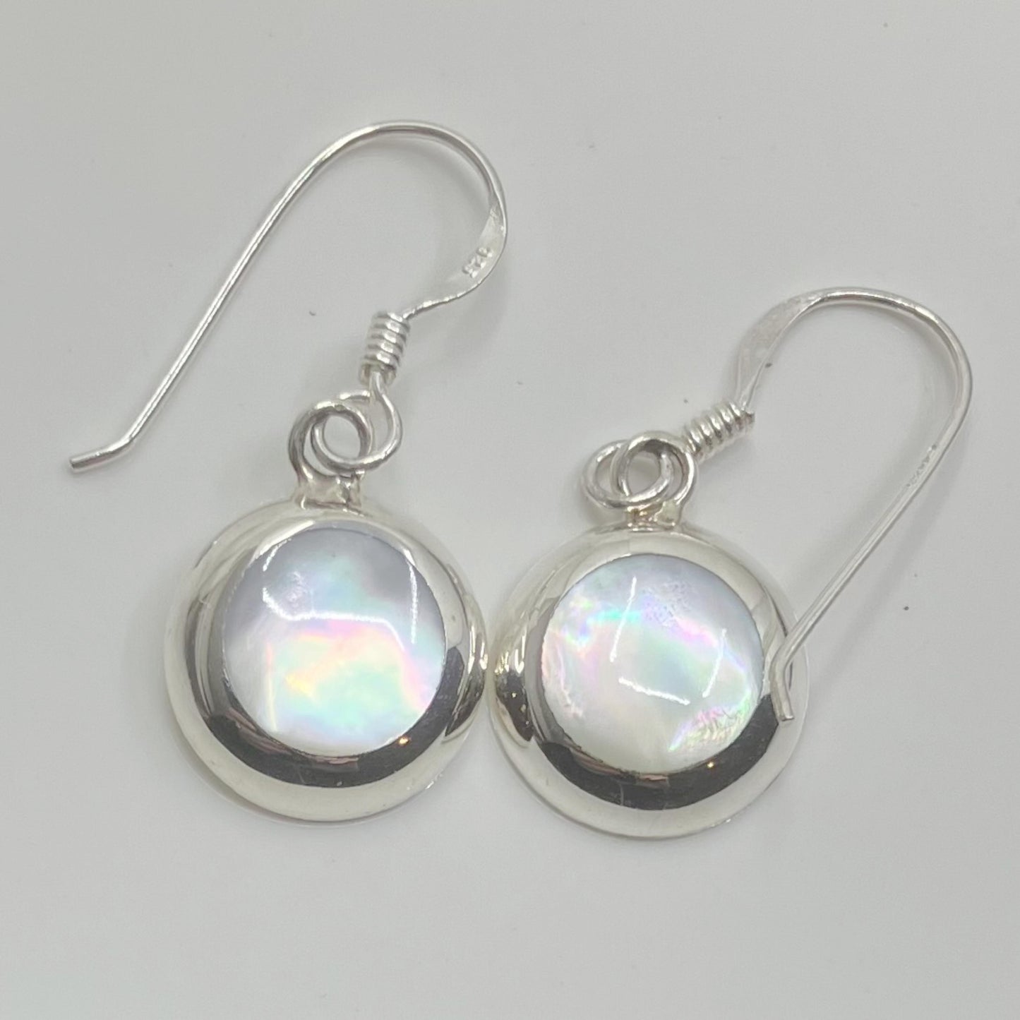 Mother of Pearl and Sterling Silver Earrings Round