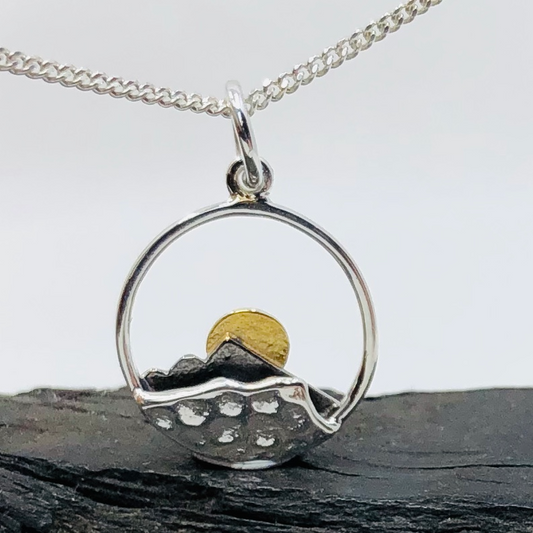 Sterling Silver and Gold Plated Sunset Pendant and Chain