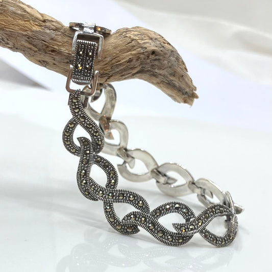 Marcasite and Sterling Silver Bracelet Swirl