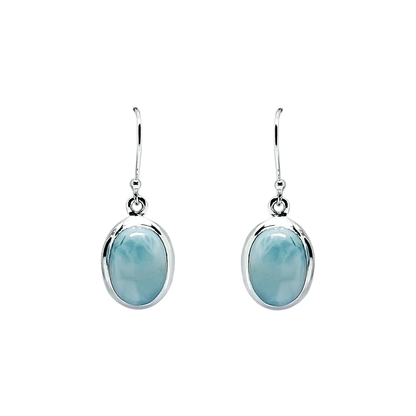 Larimar and Sterling Silver Oval Earrings