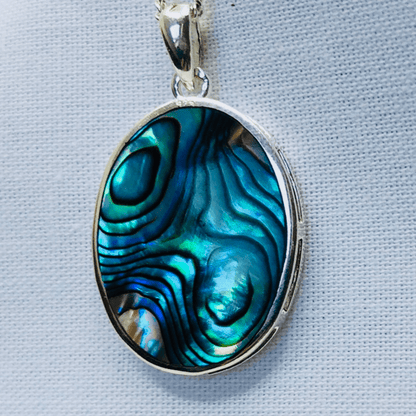 Abalone Sterling Silver Tree of Life Pendant and 16" Curb Chain