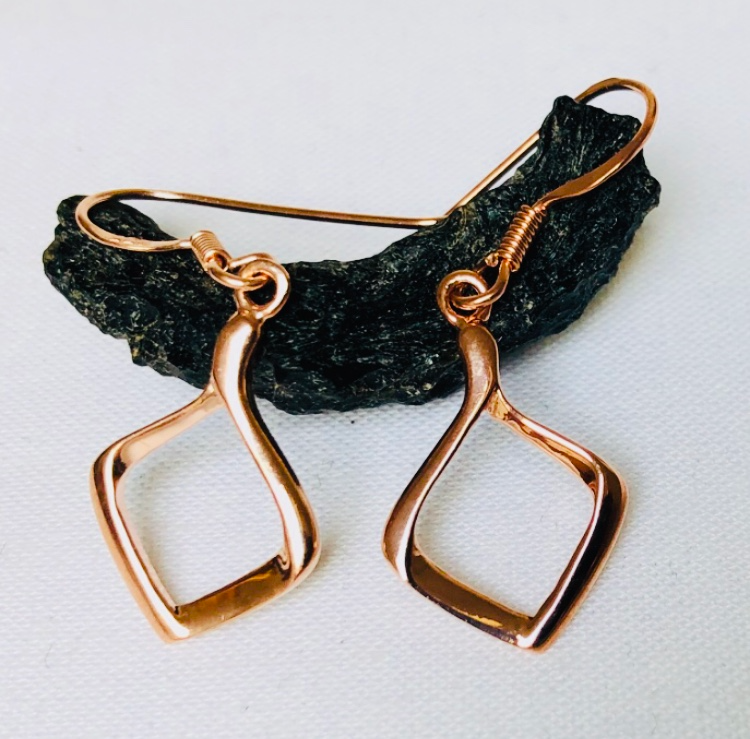 Rose Gold Plated Sterling Silver Diamond Shaped Earrings