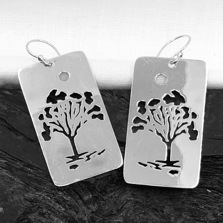 Tree Of Life Sterling Silver Long Earring