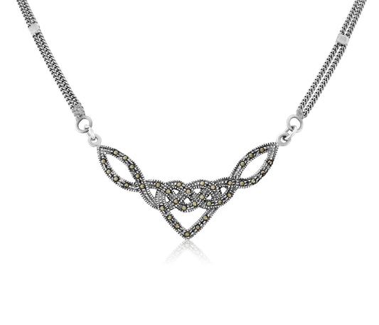 Celtic Knot Sterling Silver Marcasite Necklace