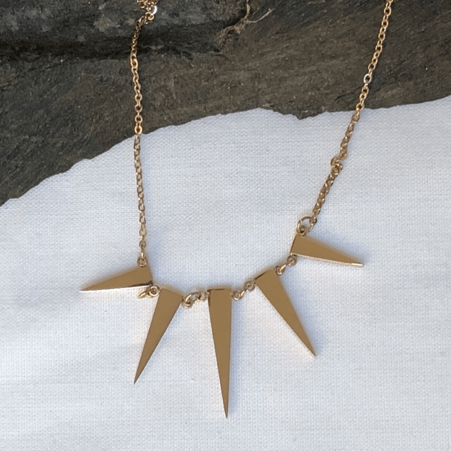 Stainless Steel Necklace, Rose Gold Coloured with 5 Triangles