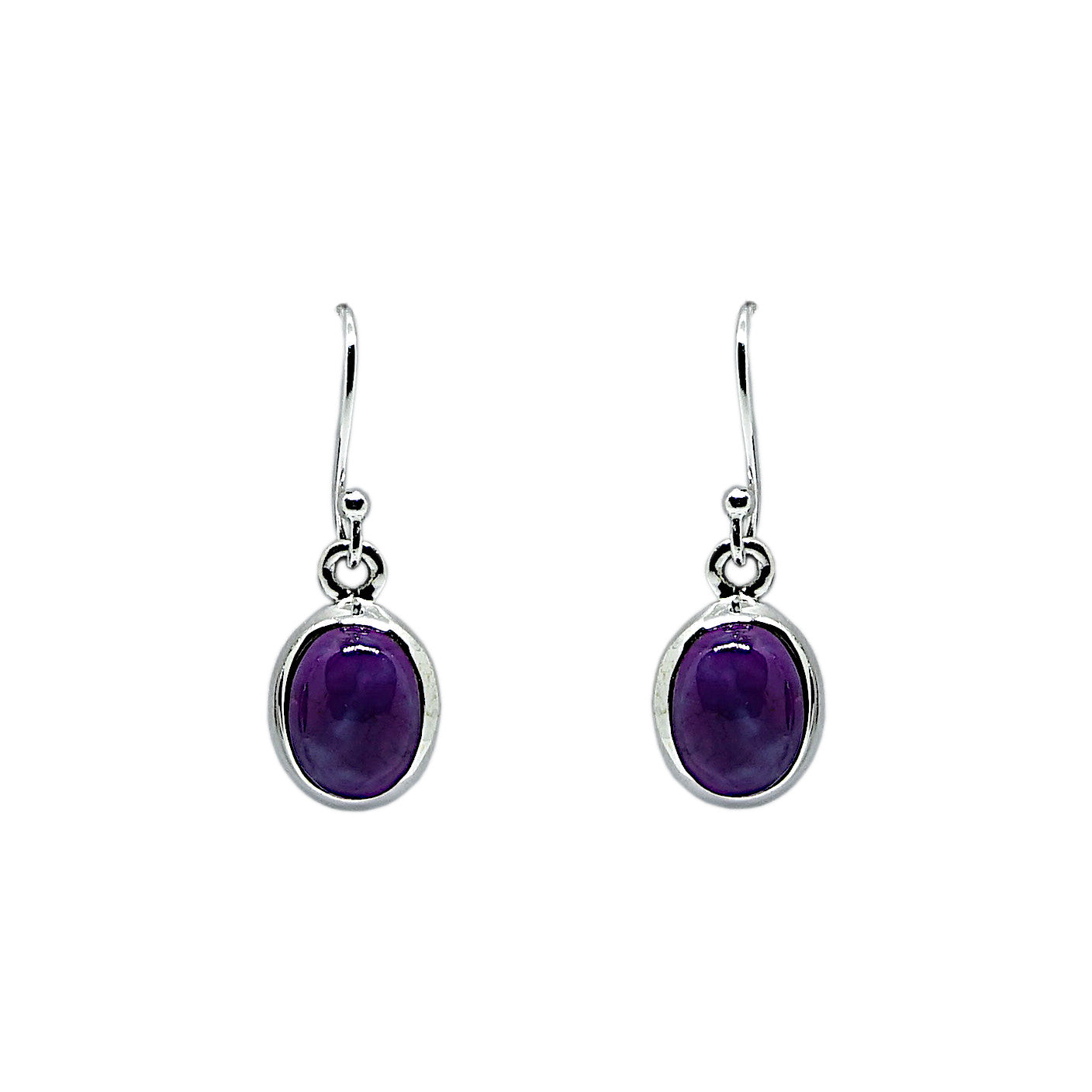 Purple Turquoise Sterling Silver Small Oval Earrings