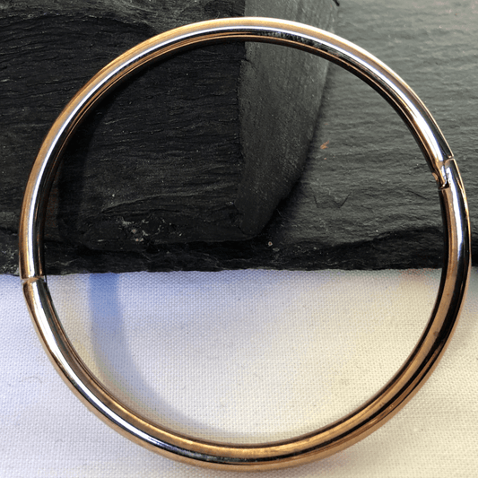 Stainless Steel Bangle Rose Gold Coloured Hinged 6mm