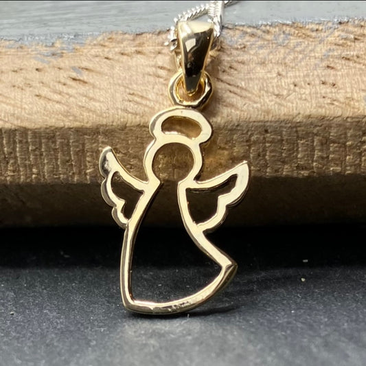 Sterling Silver and Gold Plated Pendant Angel on Silver Chain