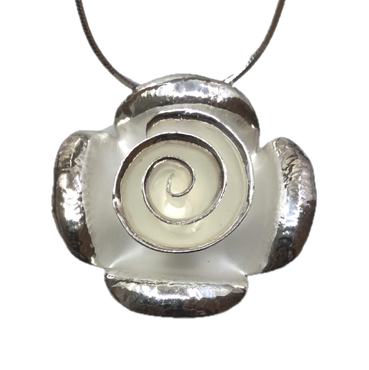 Sterling Silver Pendant Rose on Silver Chain