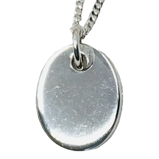 Sterling Silver Engravable Pendant Oval on Silver Chain