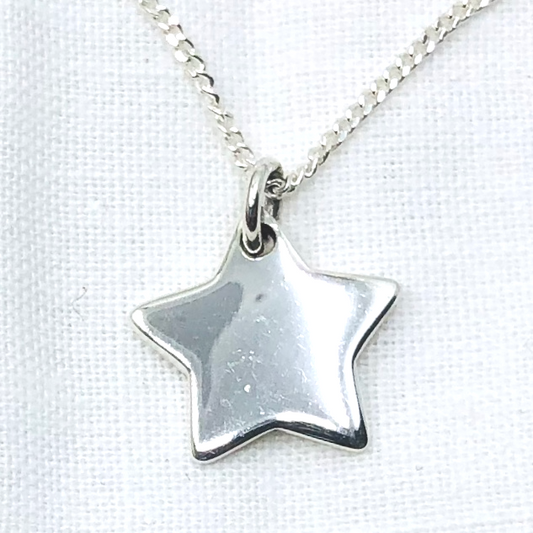 Sterling Silver Engravable Pendant Star on Silver Chain