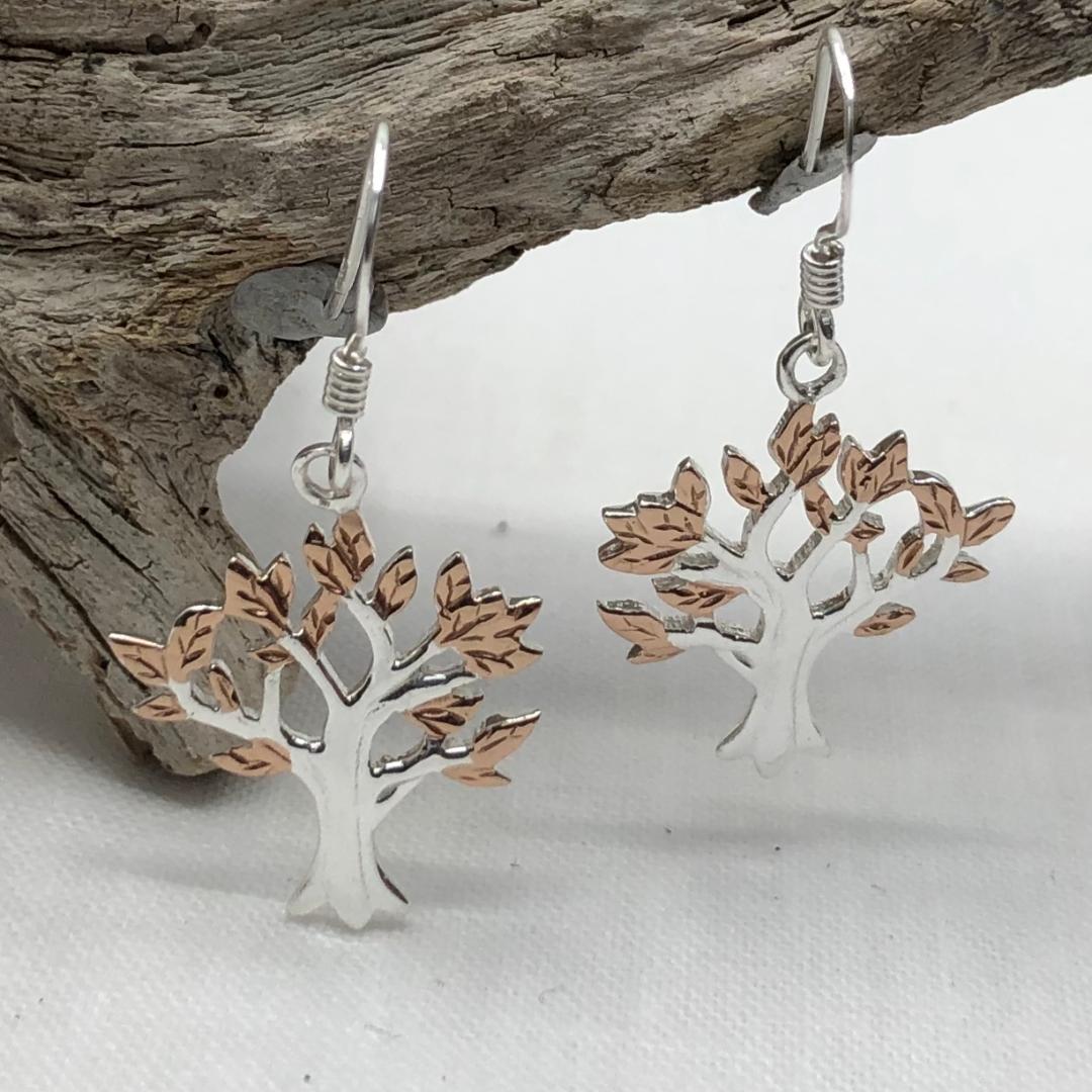 Tree of Life Earrings in Rose Gold Plated Sterling Silver