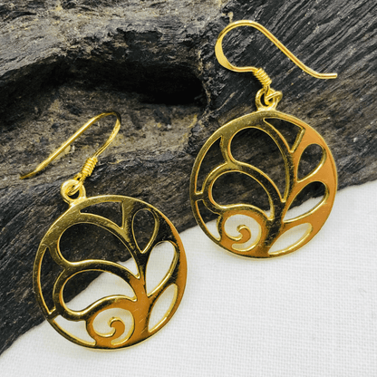 Sterling Silver Leaf Motif Earrings with Gold Plating