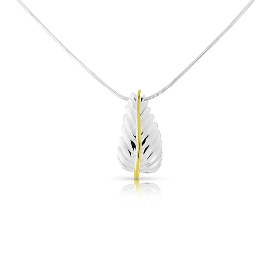 Sterling Silver and Gold Plated leaf Pendant and Silver Chain